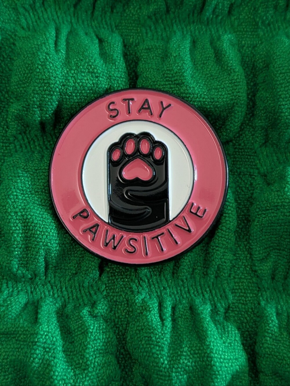 Stay Pawsitive Pink Cat Paw Enamel Pin